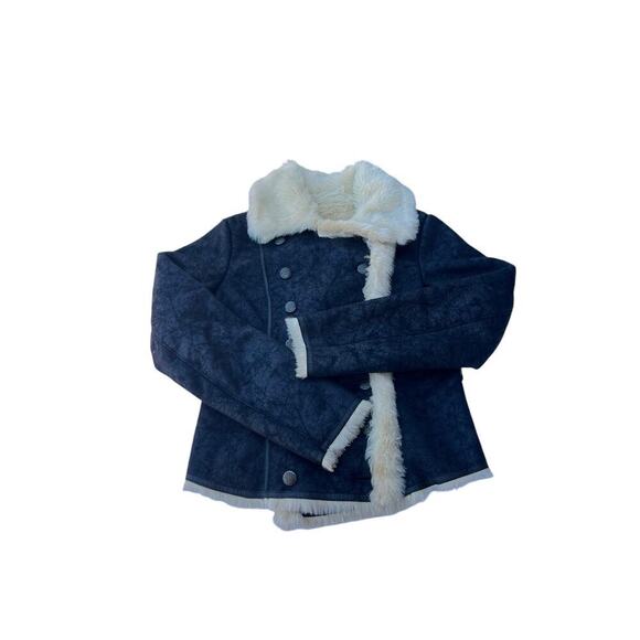 GUESS Jeans Los Angeles Faux Fur / Leather - Suede Aviator Style Jacket Y2K - M - Picture 6 of 9